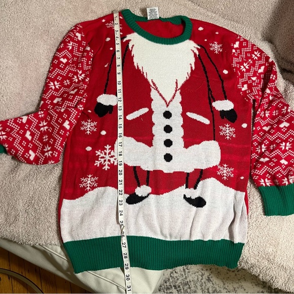 Festive Holiday Santa Christmas Sweater, Red White & Green size XL - Picture 7 of 10
